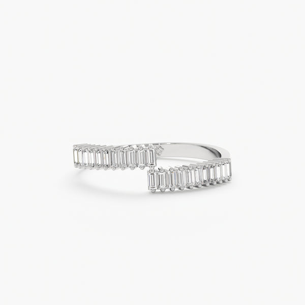 White Gold Diamond Spiral Ring