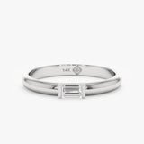 White Gold Band for April Birthdays