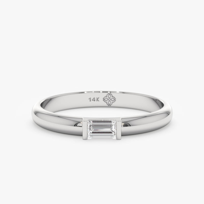 White Gold Band for April Birthdays
