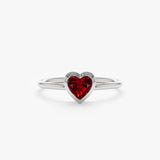 White Gold Heart Garnet Ring