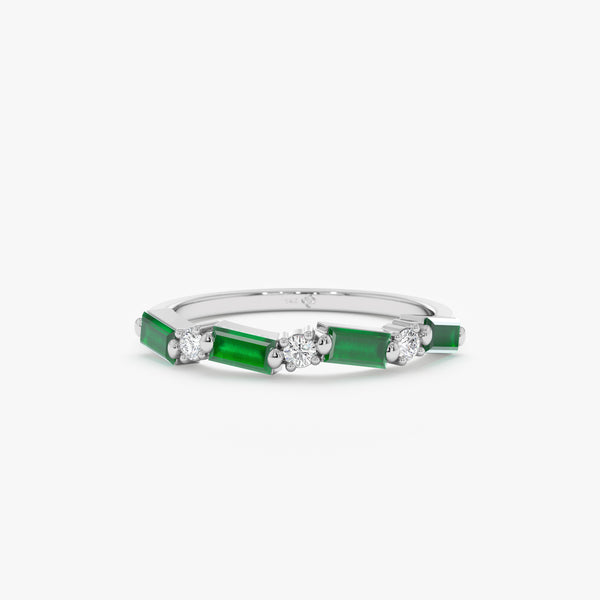White Gold Diamond Emerald Ring