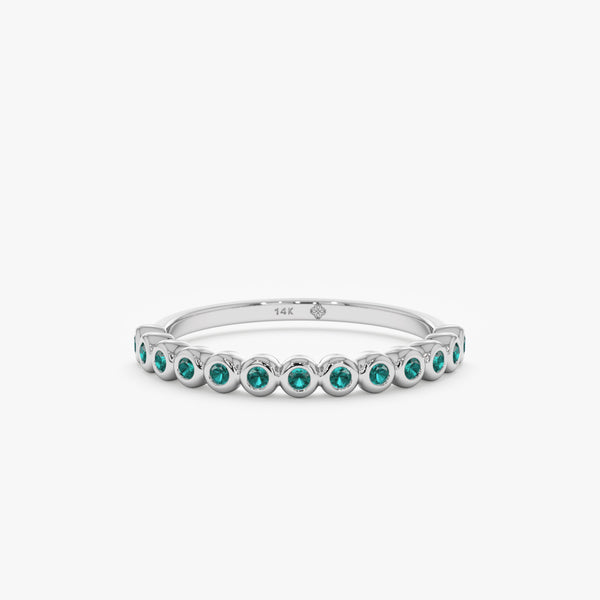 White Gold Emerald Half Eternity Band