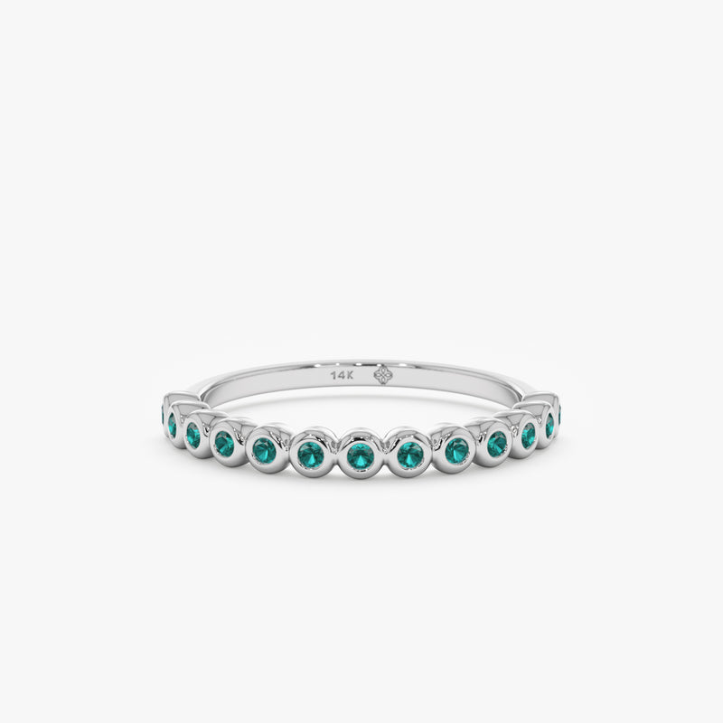White Gold Emerald Half Eternity Band