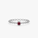 White Gold Natural Ruby Chain Ring