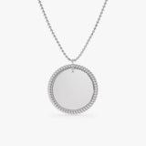 solid 14k white gold engravable disc pendant
