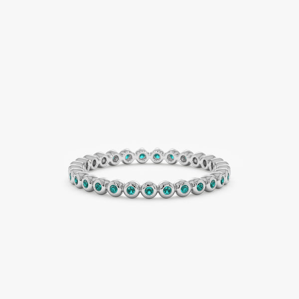 White Gold Bezel Emerald Eternity Band