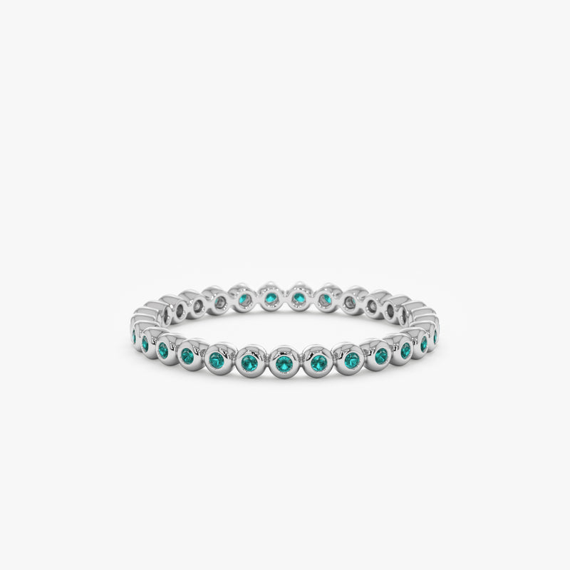 White Gold Bezel Emerald Eternity Band