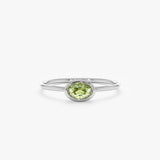 white gold natural peridot ring