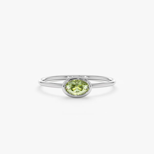 white gold natural peridot ring