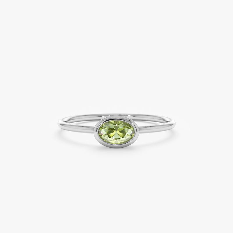white gold natural peridot ring