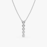 solid white gold handmade diamond bezel bar necklace