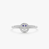 White Gold Diamond Smiley Face Ring