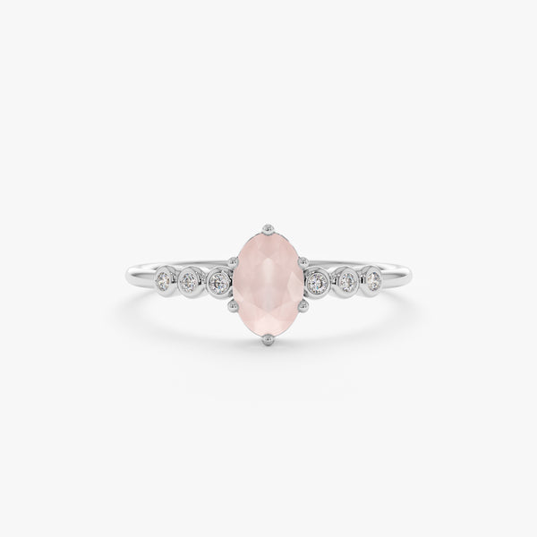 White Gold Rose Quartz Ring