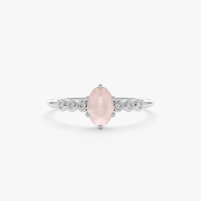 White Gold Rose Quartz Ring