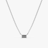 solid white gold handmade black diamond baguette necklace