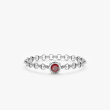 white gold january birthstone chain ring