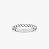 White Gold Cuban Chain ID Ring