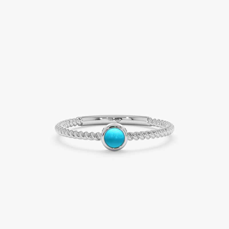 White Gold Dainty Turquoise Ring