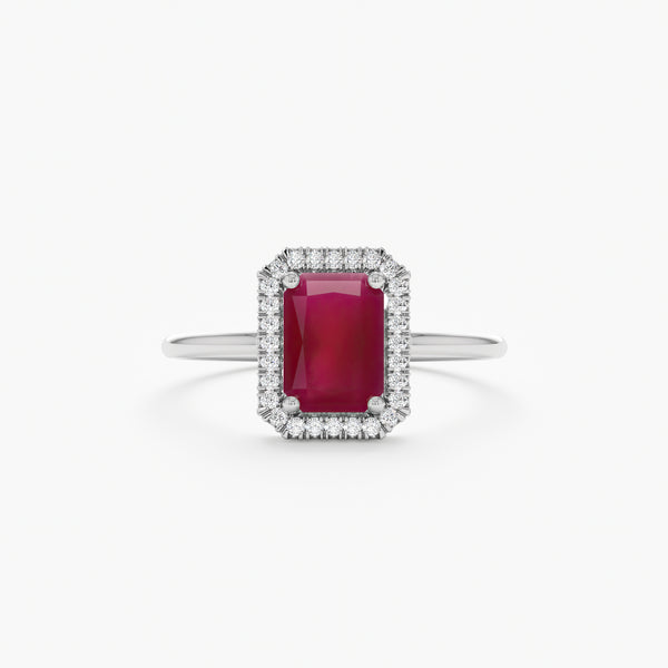 White Gold Diamond Handmade Ruby Ring