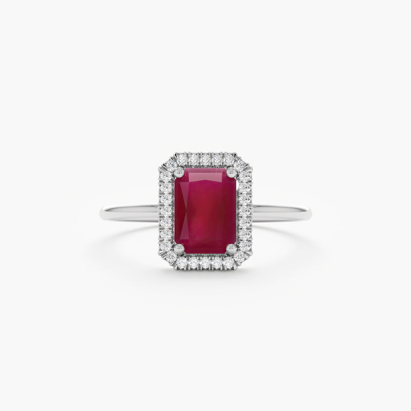 White Gold Diamond Handmade Ruby Ring