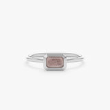 White Gold Octagonal Labradorite Ring