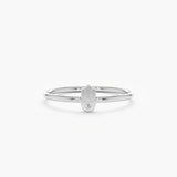 White gold natural diamond mini hamsa hand ring