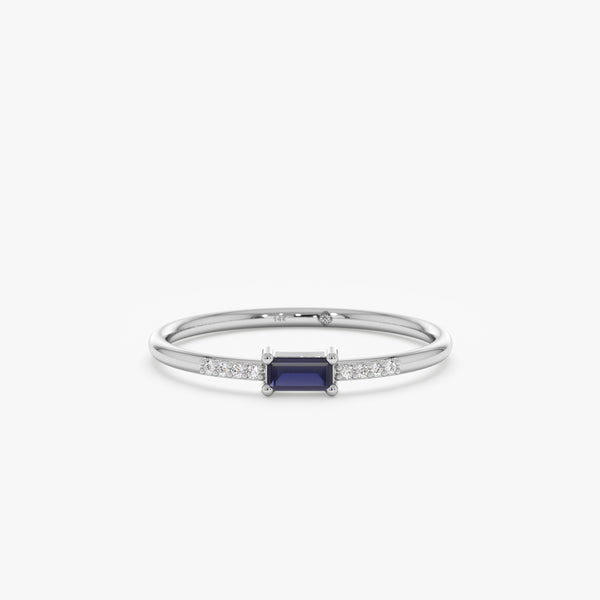 White Gold Blue Sapphire Diamond Ring
