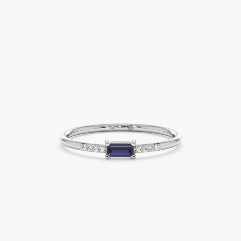 White Gold Blue Sapphire Diamond Ring