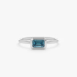 White Gold Octagon Blue Topaz Ring