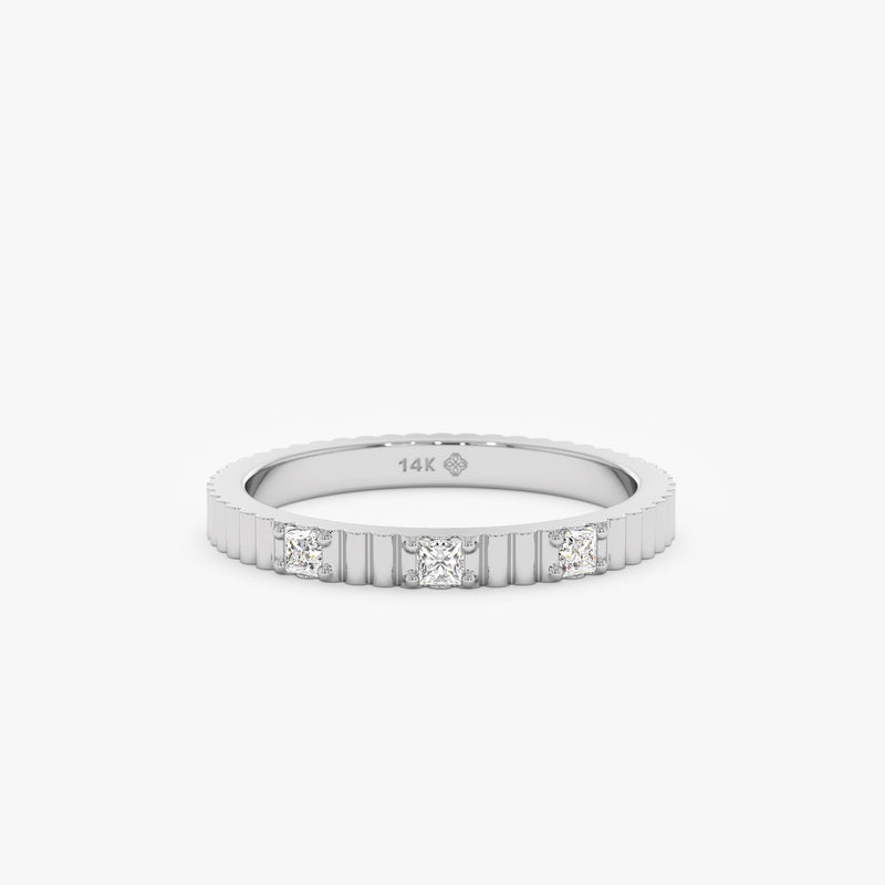 white gold prong set diamond band