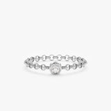 White Gold Diamond Bezel Chain Ring