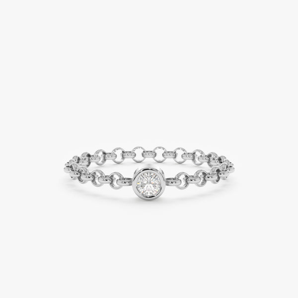 White Gold Diamond Bezel Chain Ring