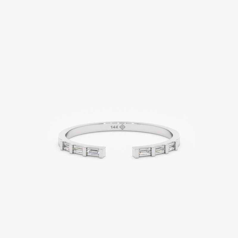 White Gold Baguette Diamond Claw Ring