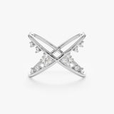 white gold multiple diamond crossover band