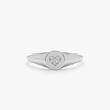 White gold diamond signet ring