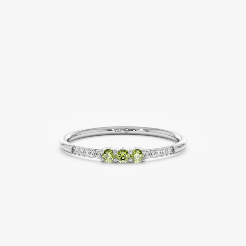 White Gold Peridot Diamond Ring