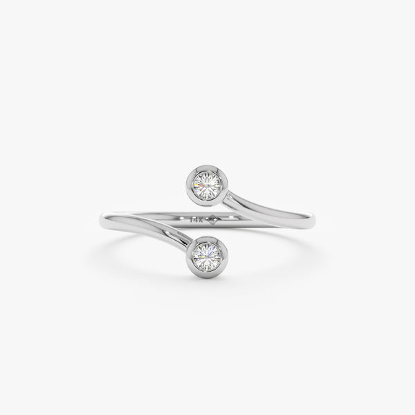 White Gold Double Diamond Open Ring