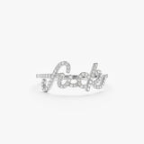 White Gold Cursive Diamond Fuck Ring