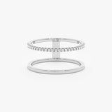 White Gold Plain and Diamond Double Band