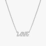 solid white gold love pendant necklace with paved diamonds