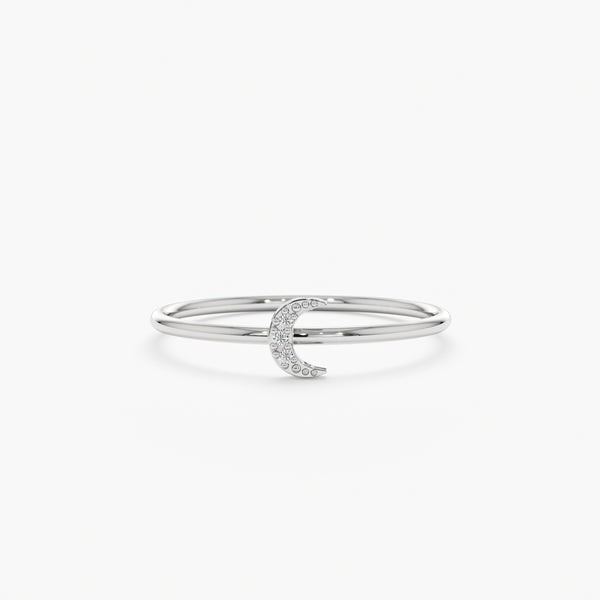 White Gold Mini Diamond Moon Ring