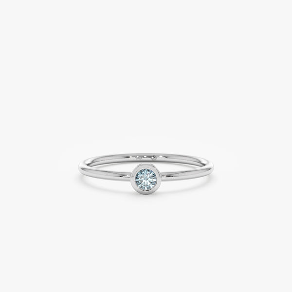 White Gold Aquamarine Bezel Ring