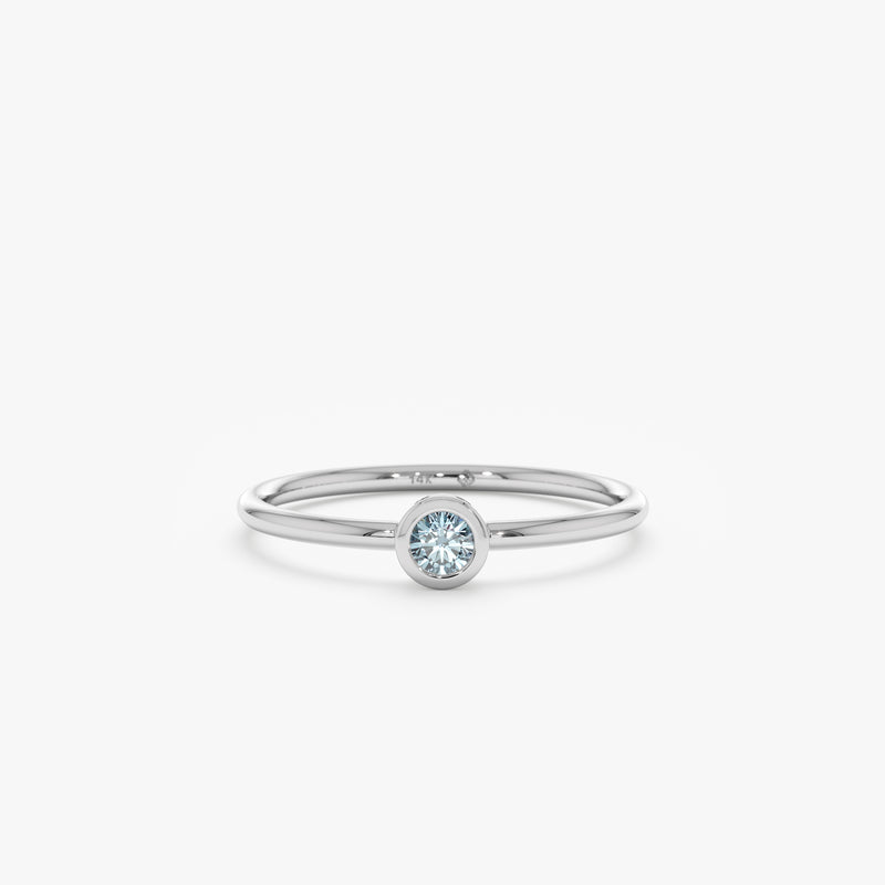White Gold Aquamarine Bezel Ring