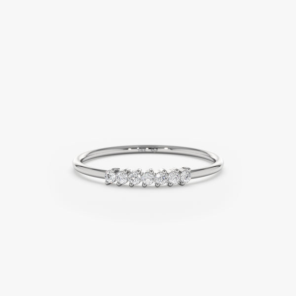 White gold dainty white diamond ring