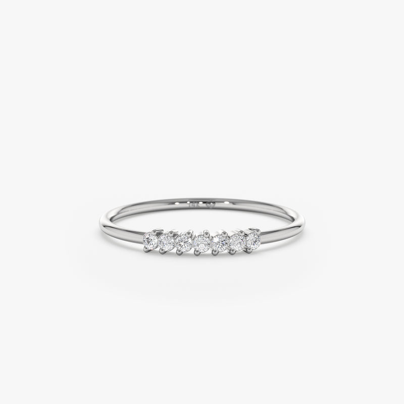 White gold dainty white diamond ring