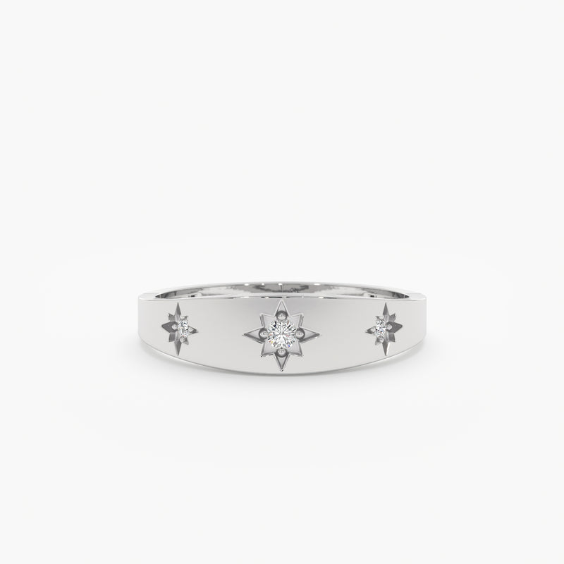 White Gold Diamond Starburst Ring