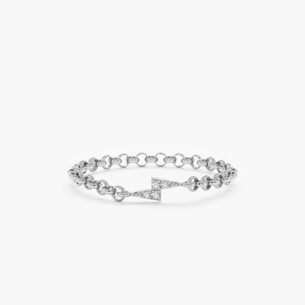 White Gold Diamond Lightning Chain Ring
