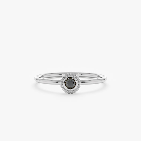 White Gold Black Onyx Ring