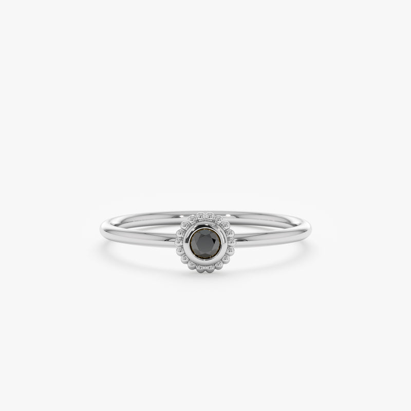 White Gold Black Onyx Ring