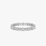 White Gold Diamond Alternating Bezel Ring